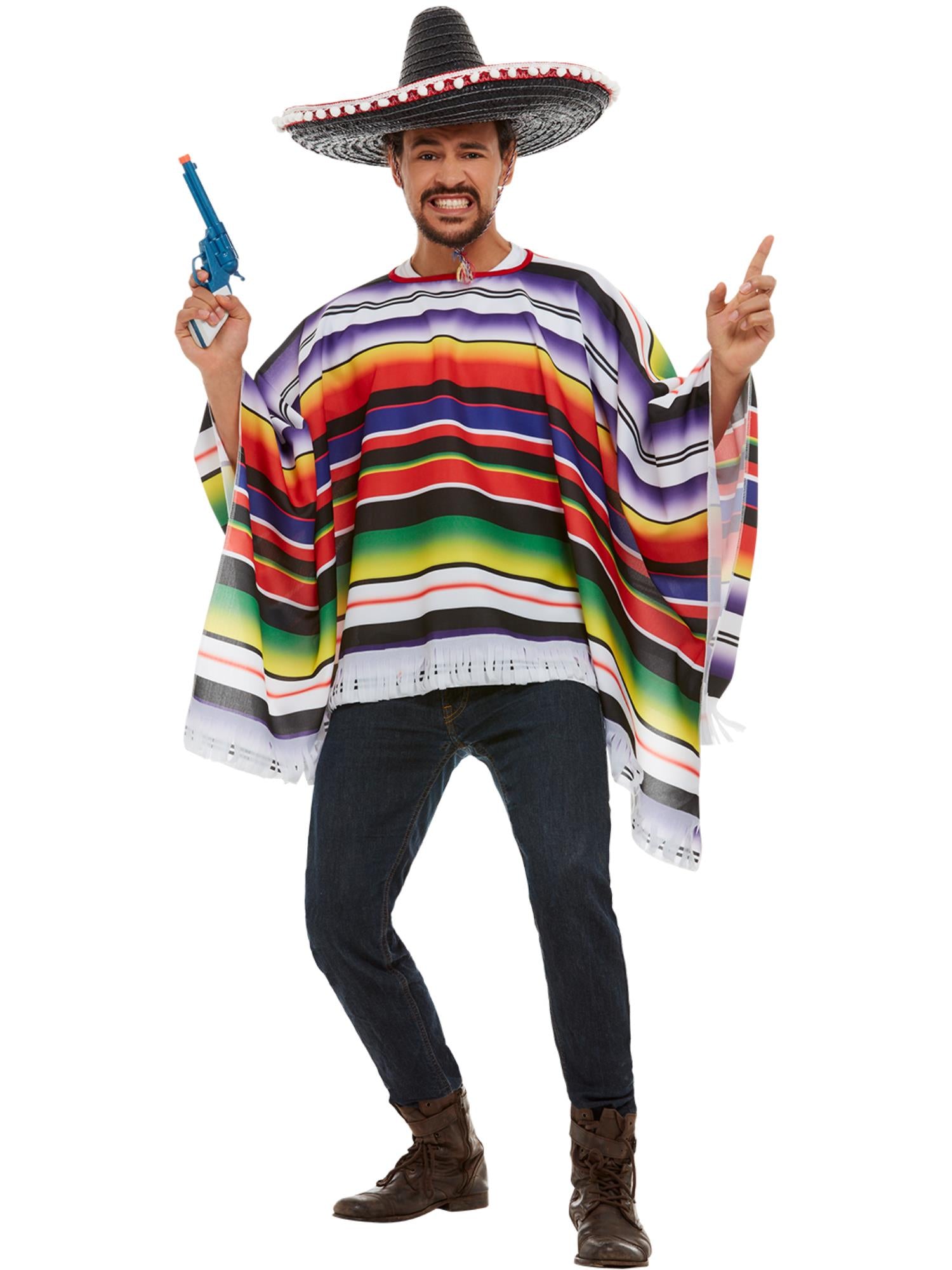 smiffys-fever-poncho-kost-m-bunt-gestreift-einheitsgr-e image 4