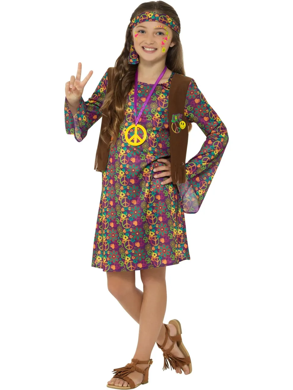 smiffys-fever-hippie-kost-m-m-dchen-bunt-gr-s-4-6-jahre image 1
