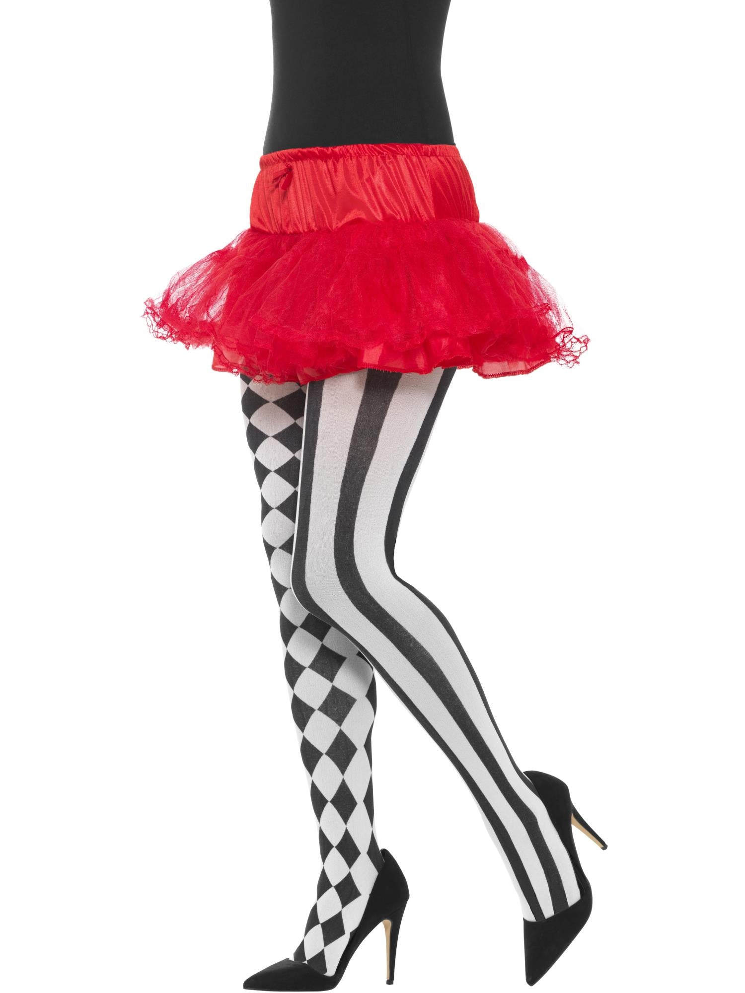 smiffys-fever-harlequin-strumpfhose-schwarz-wei-damen-nylon image 1