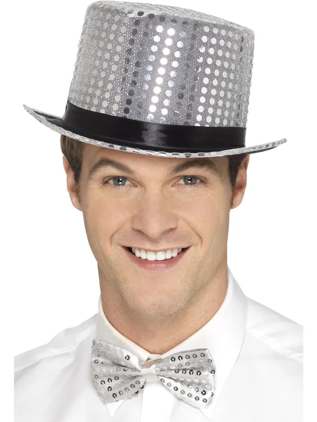 smiffys-fever-sequin-top-hat-zylinder-silber-pailletten image 1