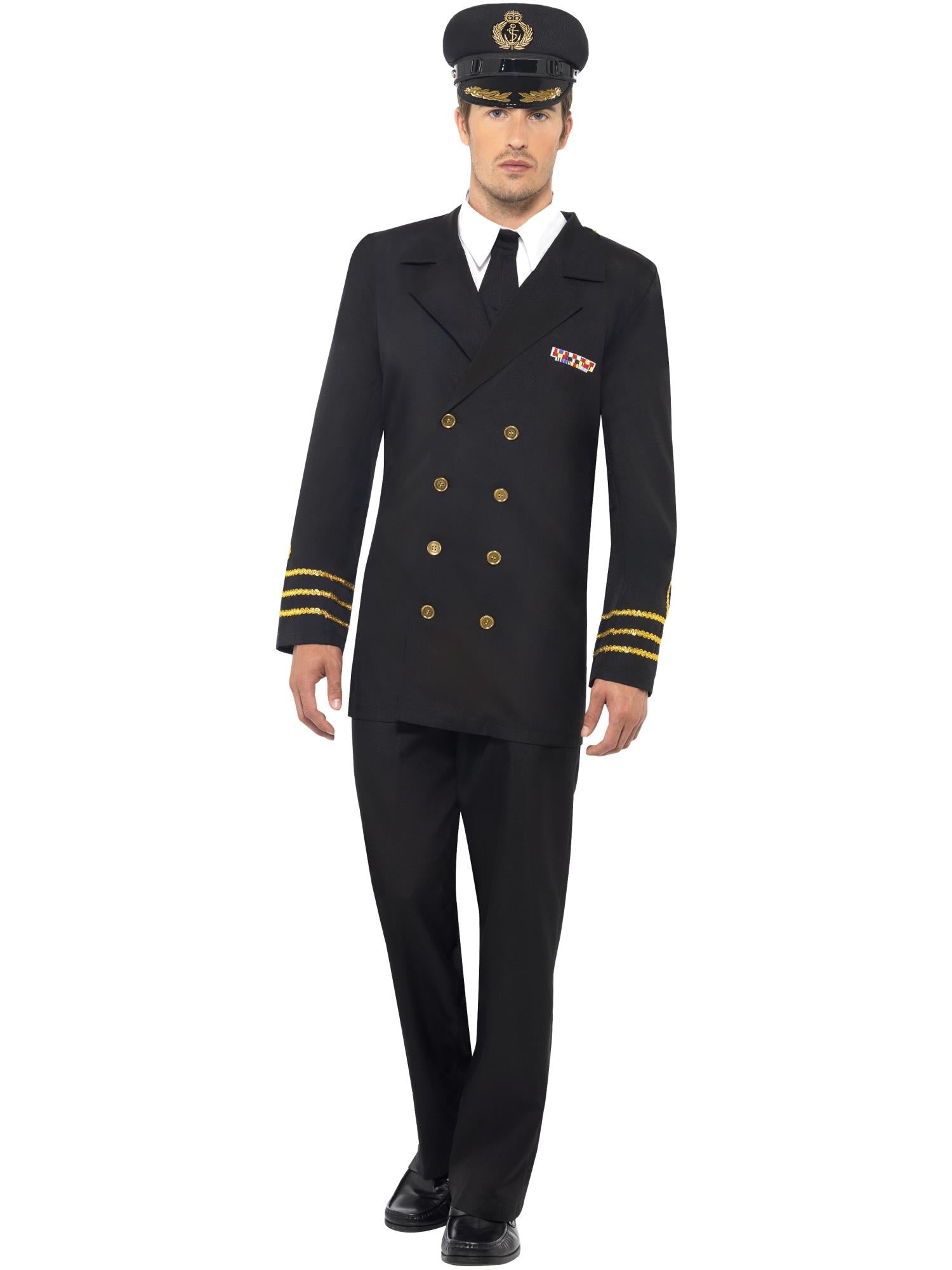 smiffys-fever-navy-officer-kost-m-herren-schwarz-4-tlg image 1
