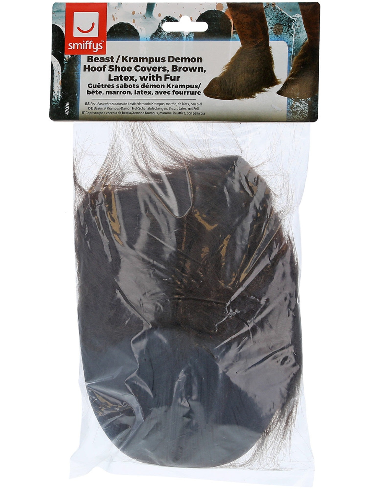 smiffys-fever-krampus-huf-schuh-berzug-braun-latex-mit-fell image 2