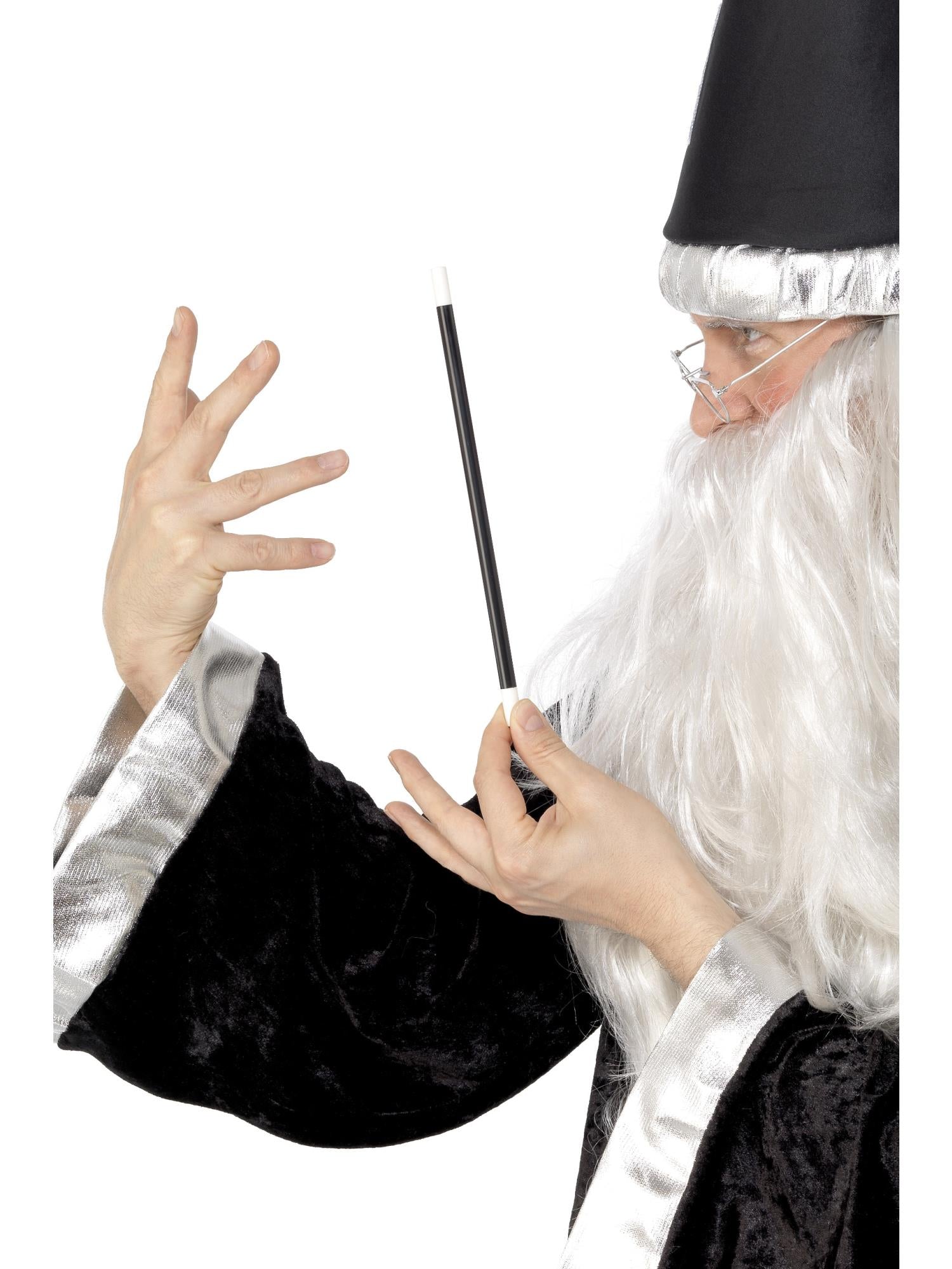 smiffys-fever-magicians-wand-zauberstab-schwarz-wei image 1