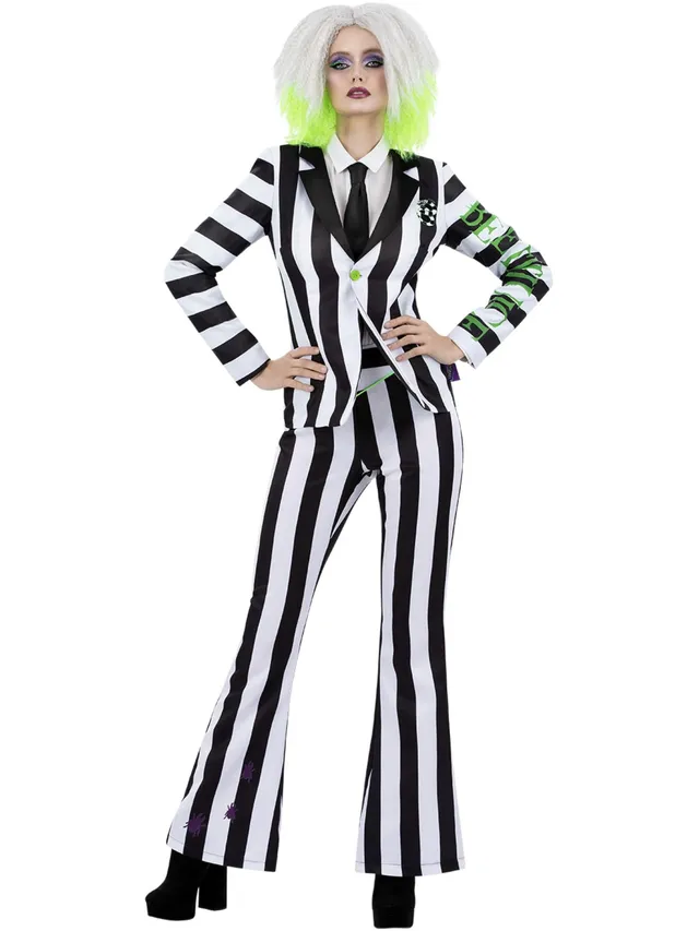 smiffys-fever-beetlejuice-damenkost-m-schwarz-wei-3-tlg image 1