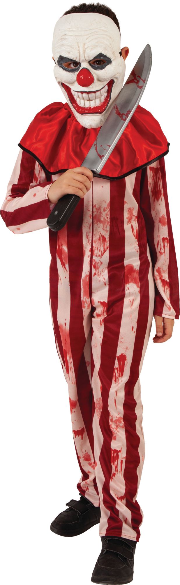 rubies-clown-gestreift-kost-m-rot-wei-mit-maske-und-r-sche image 1