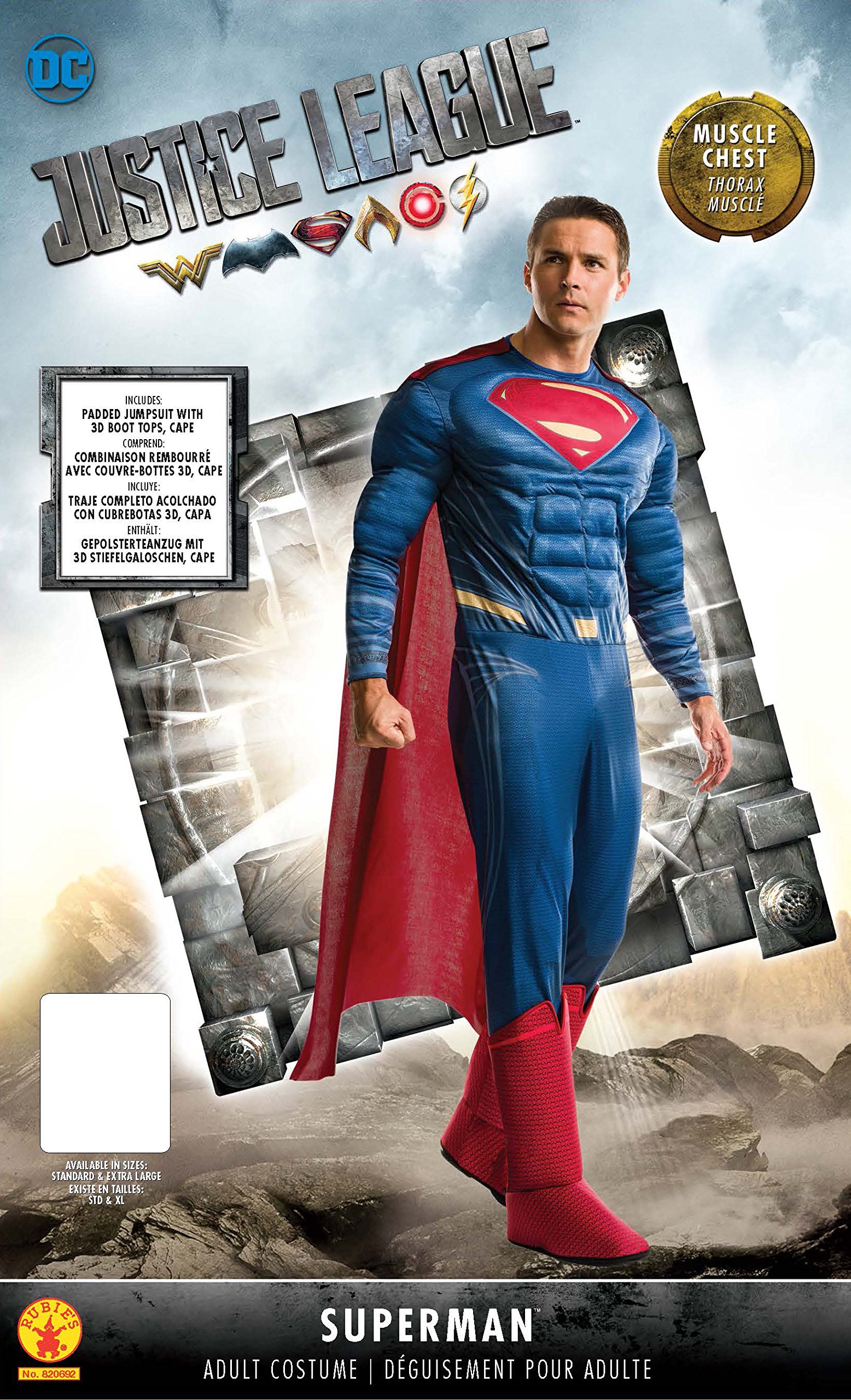 dc-superman-deluxe-muskel-kost-m-herren-mit-umhang image 4