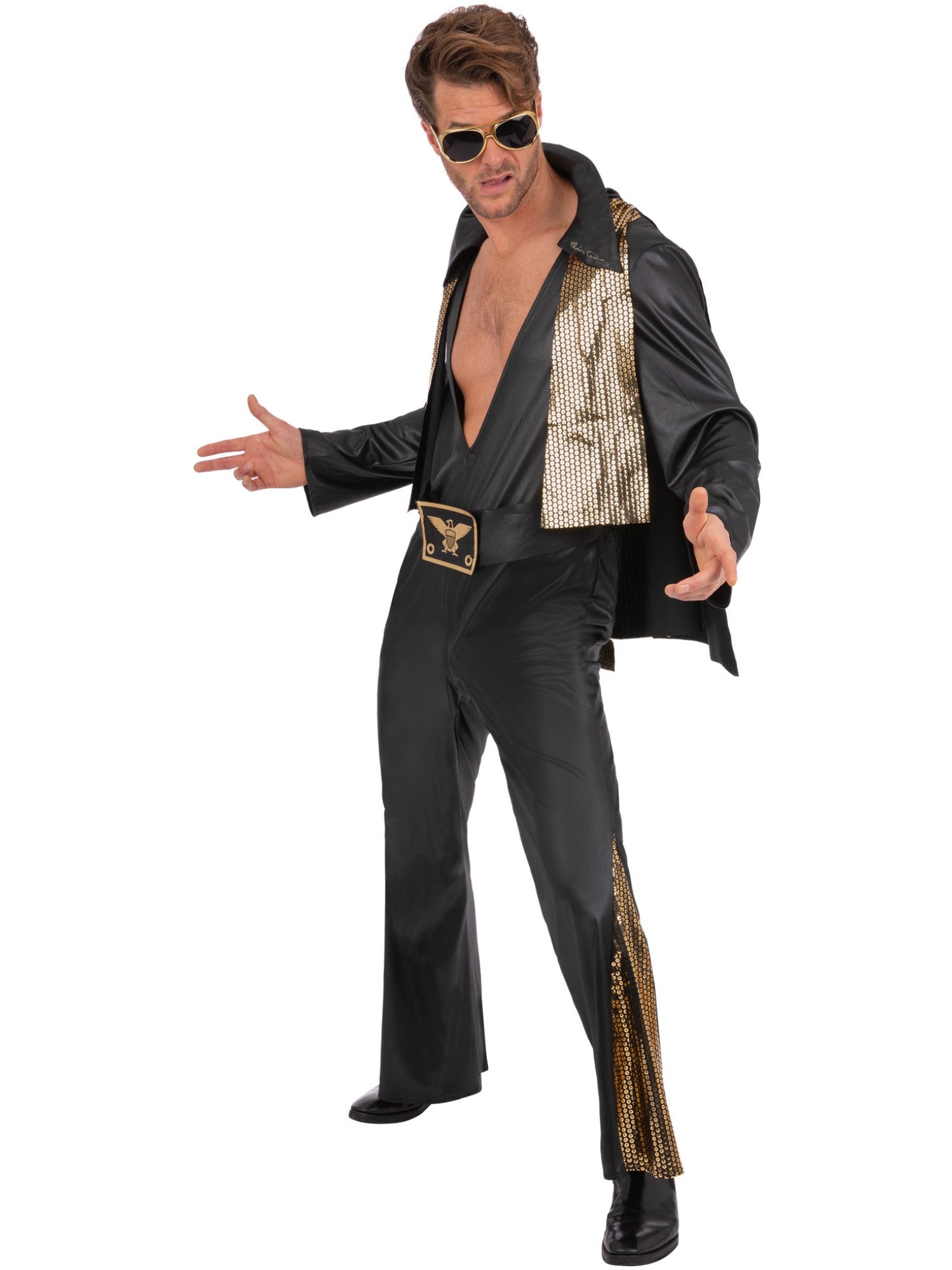 smiffys-fever-elvis-jumpsuit-herren-schwarz-mit-cape image 4