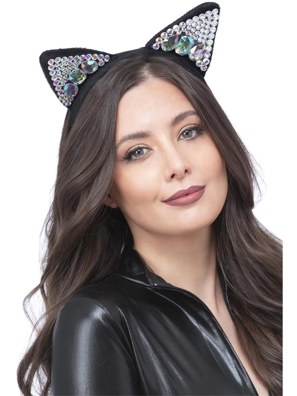 smiffys-fever-katzenohren-haarreif-schwarz-mit-strass-einheitsgr image 1