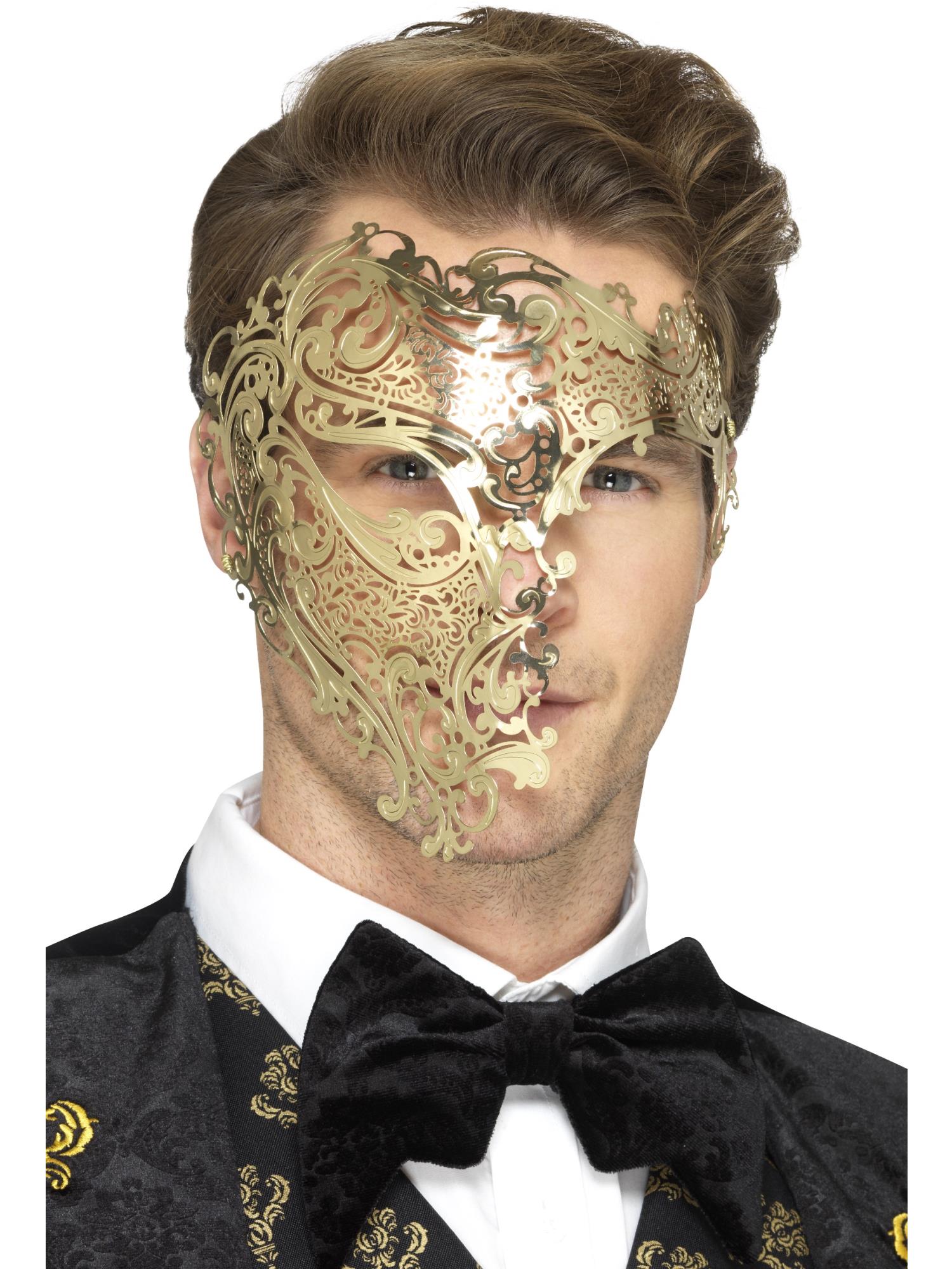 smiffys-fever-phantom-maske-gold-metall-einheitsgr-e image 1