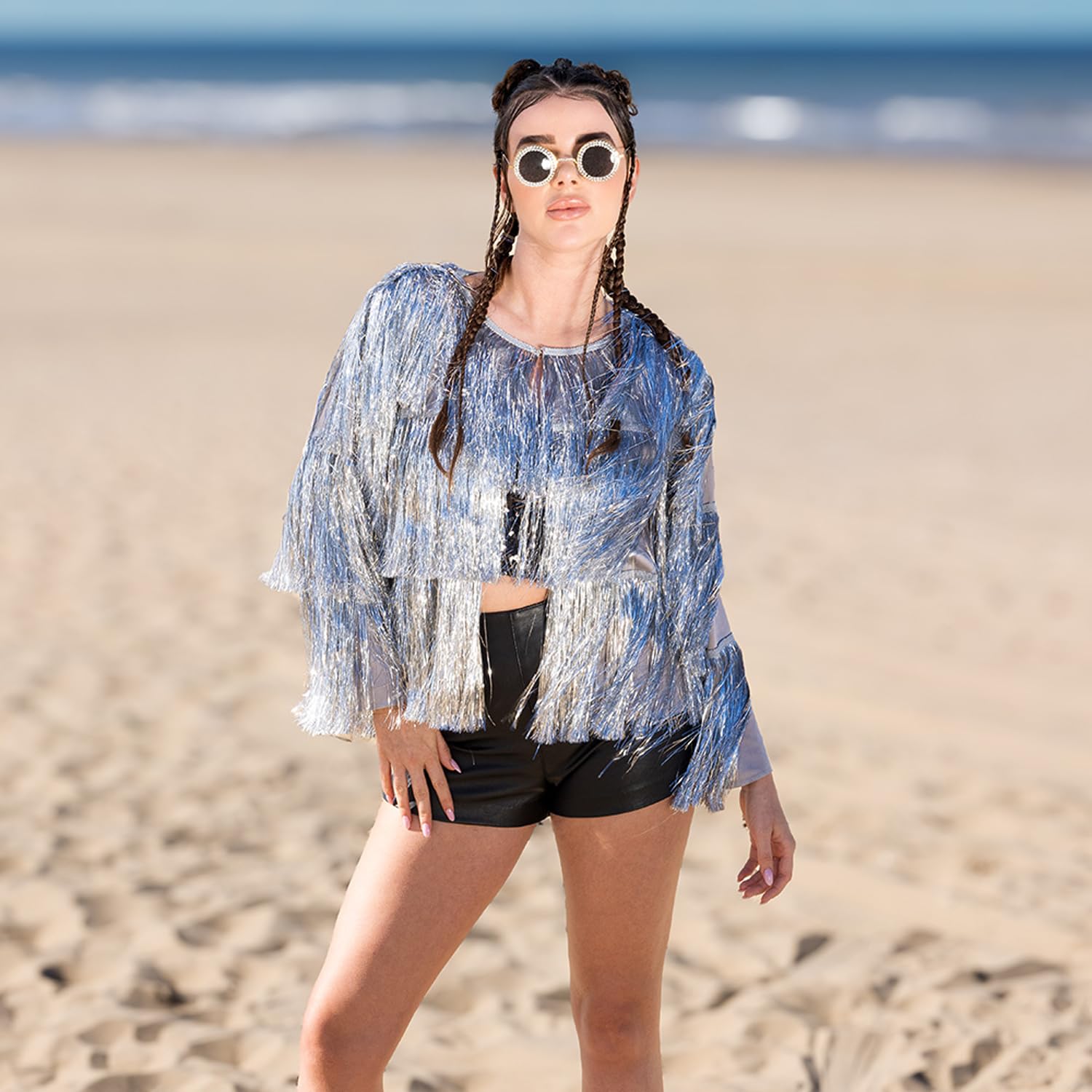 boland-flare-partyjacke-silber-mit-fransen-gr-e-m-l image 6