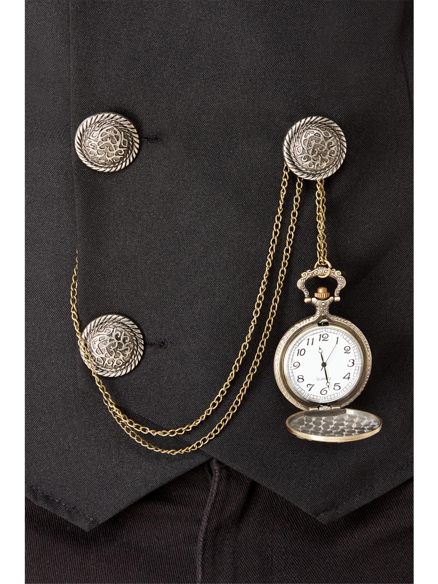 smiffys-fever-20er-taschenuhr-mit-kette-gold-silber image 1