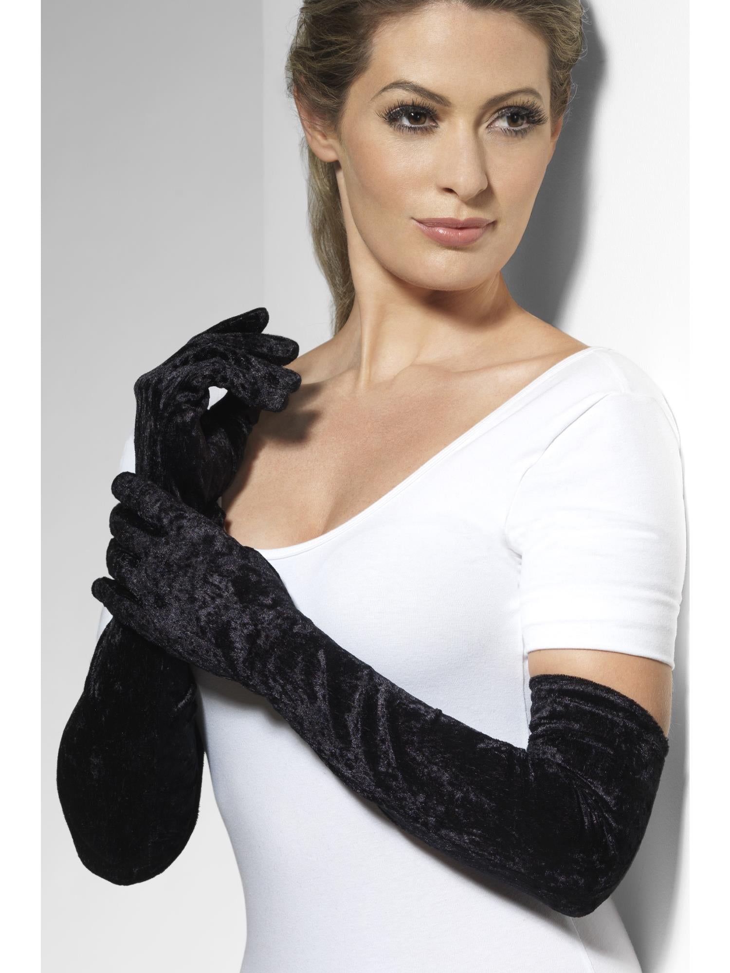 smiffys-fever-samt-handschuhe-schwarz-lang-damen-hexe image 1