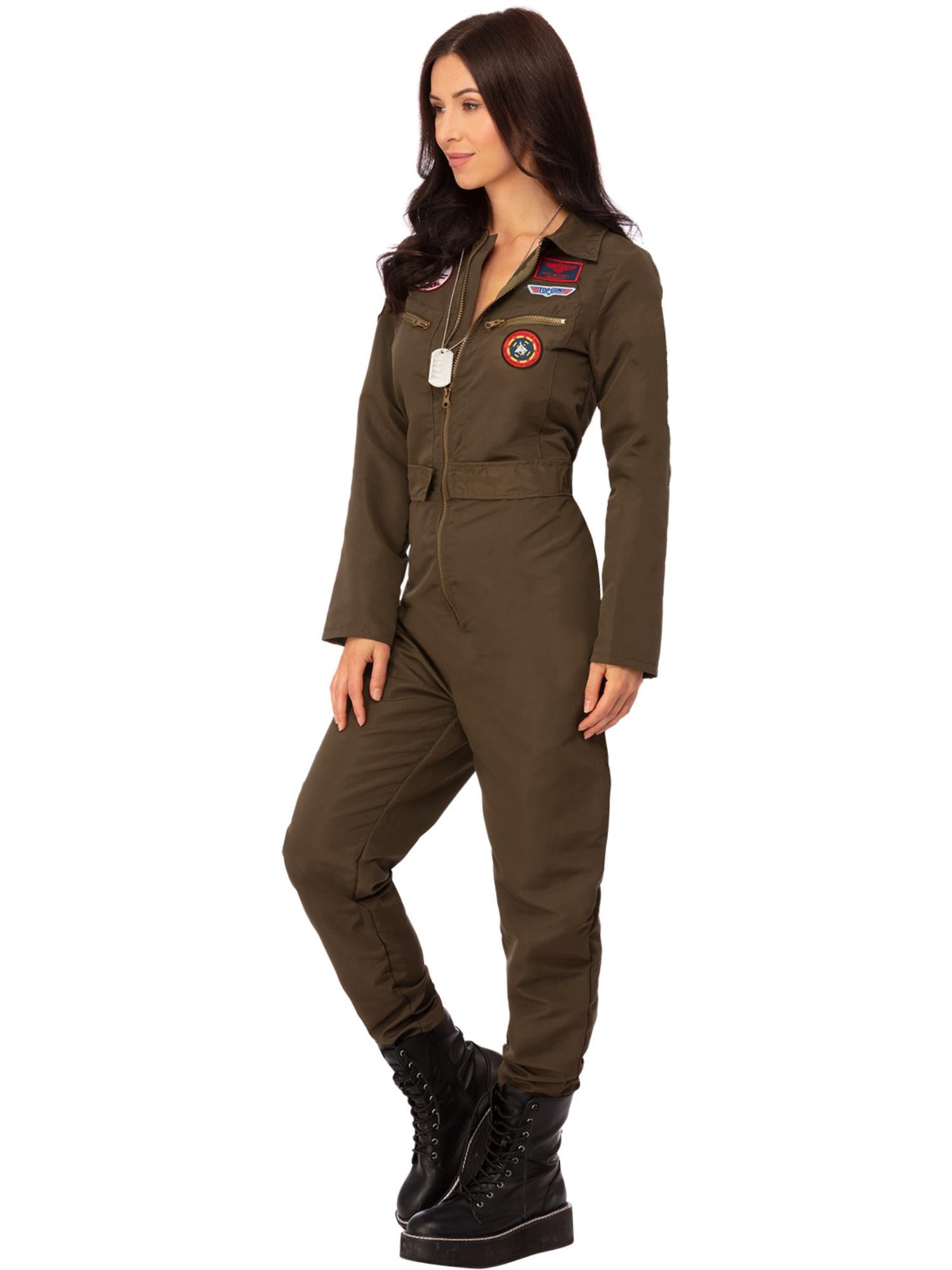 smiffys-fever-top-gun-damen-kost-m-overall-gr-s-khaki image 3