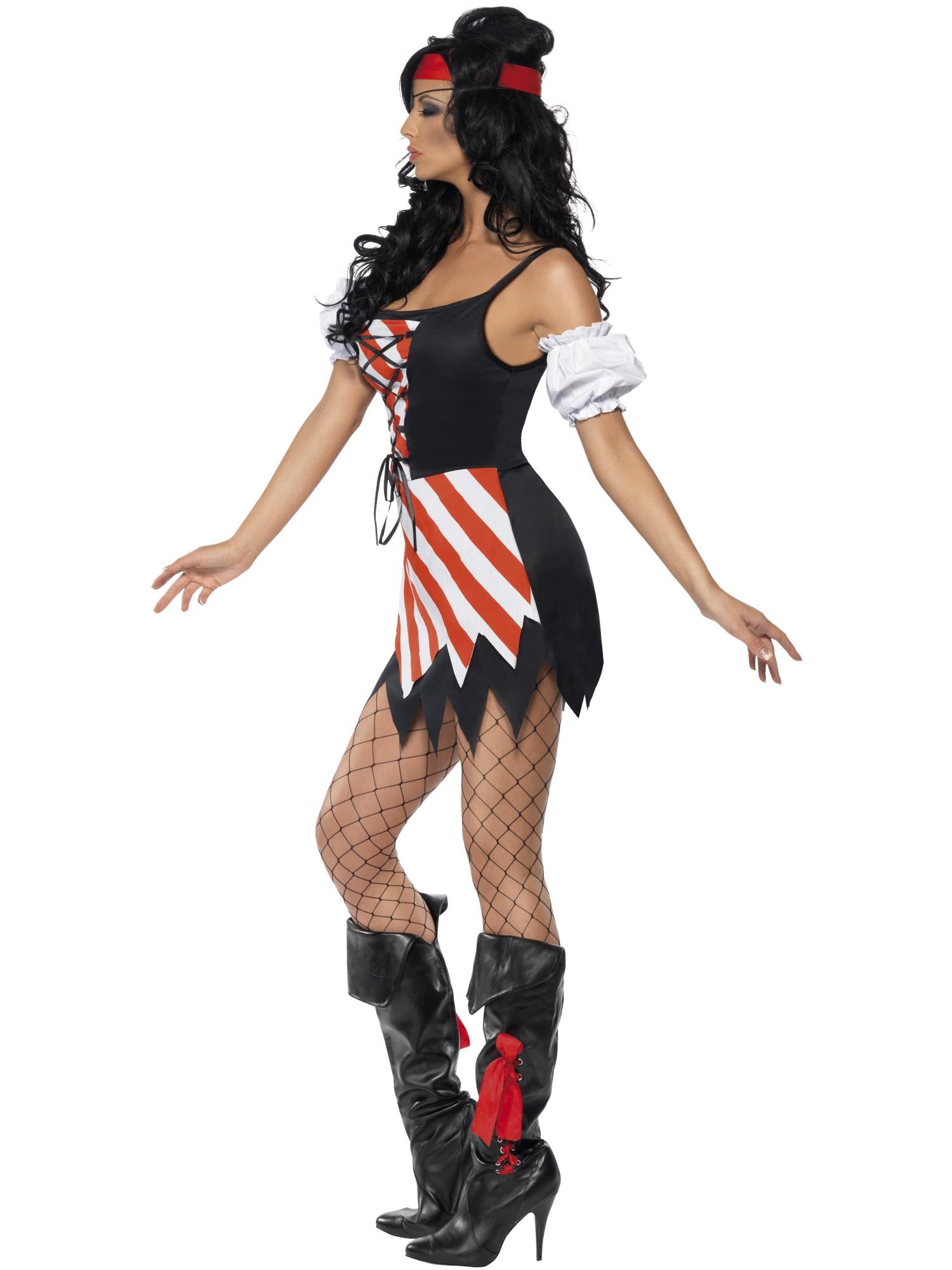 smiffys-fever-piraten-kost-m-damen-rot-wei-4-teilig image 3