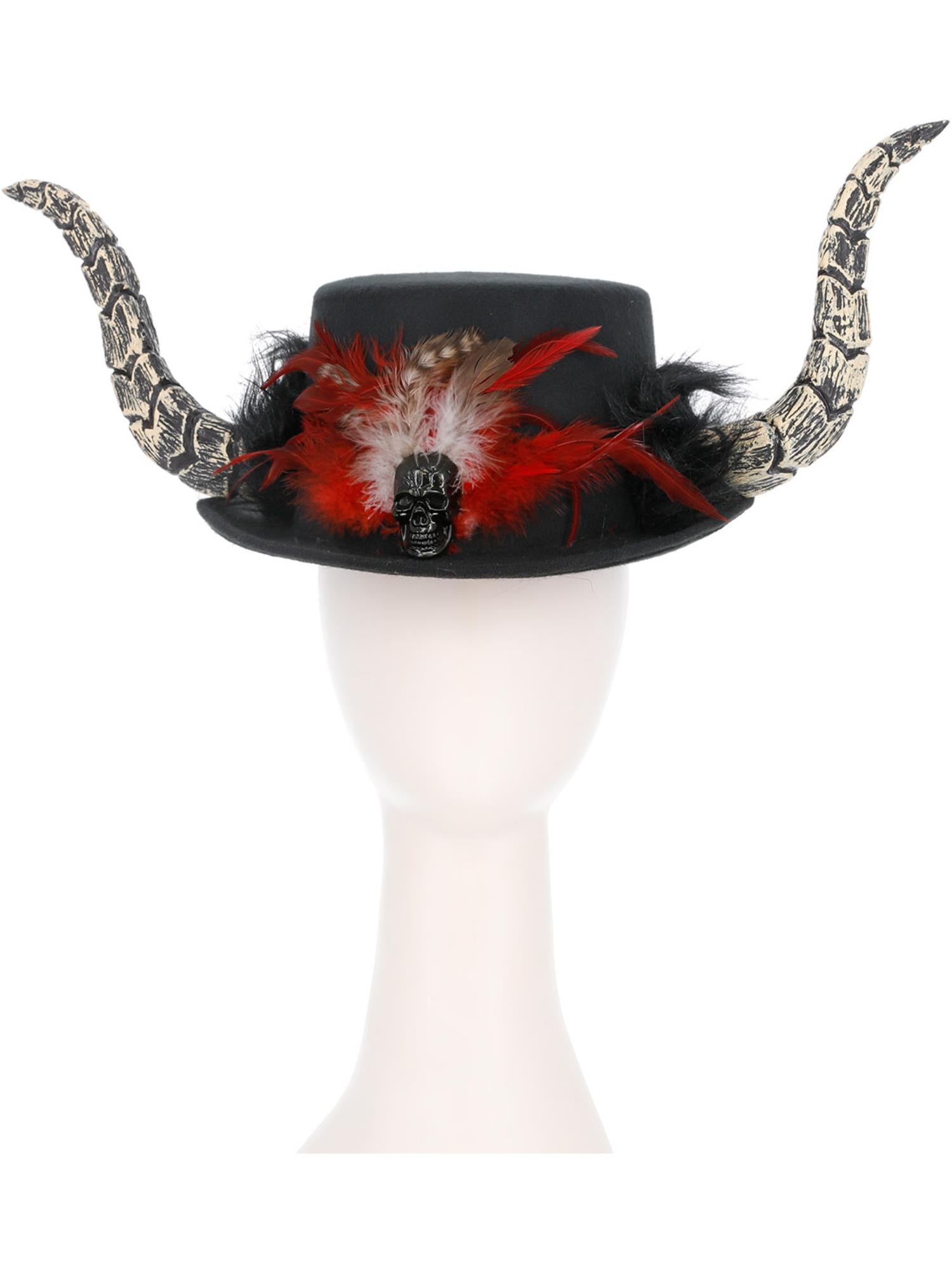 smiffys-fever-voodoo-horn-hut-filzhut-federn-schwarz image 2