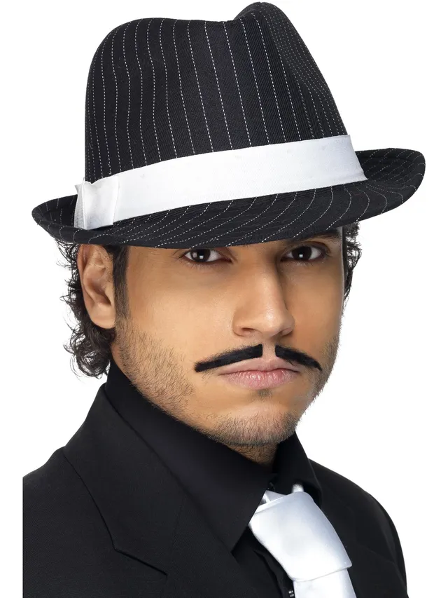 smiffys-fever-deluxe-trilby-hut-schwarz-nadelstreifen image 1