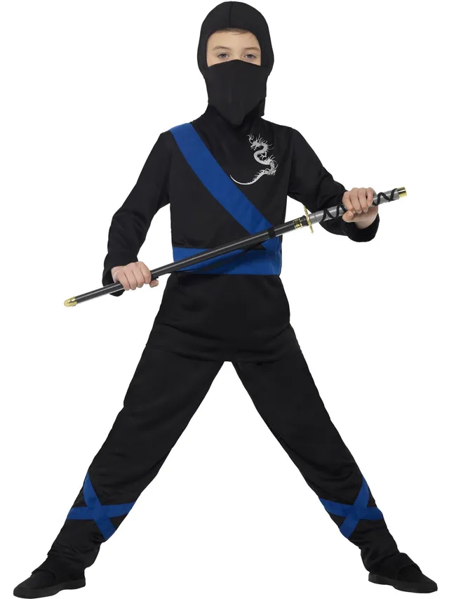 smiffys-fever-ninja-assassin-kost-m-kinder-schwarz-blau-m image 1