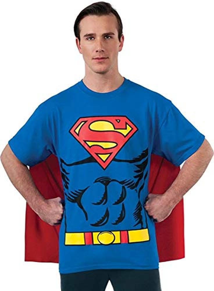 rubie-s-deluxe-superman-t-shirt-kost-m-herren-gr-e-l-mit-cape image 1