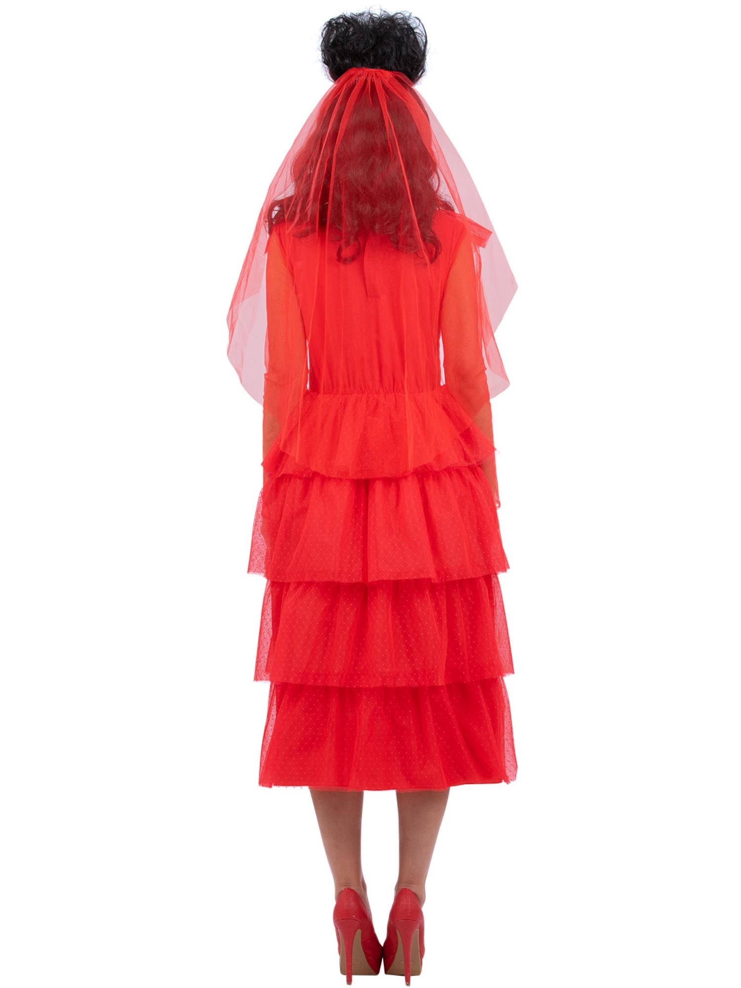 smiffys-fever-beetlejuice-lydia-brautkleid-rot-damen-mit-schleier image 2