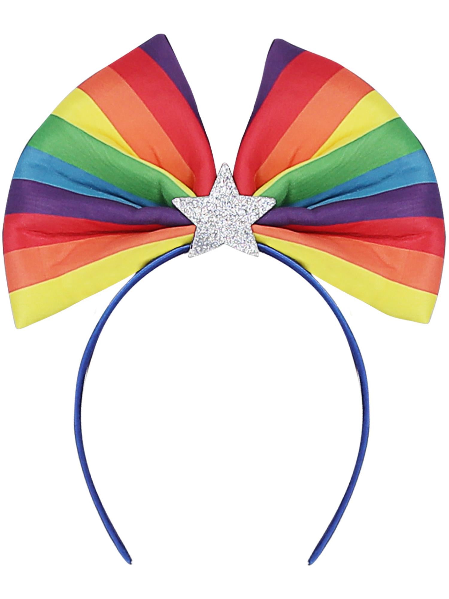 smiffys-fever-rainbow-flag-bow-haarreif-regenbogen-schleife image 1