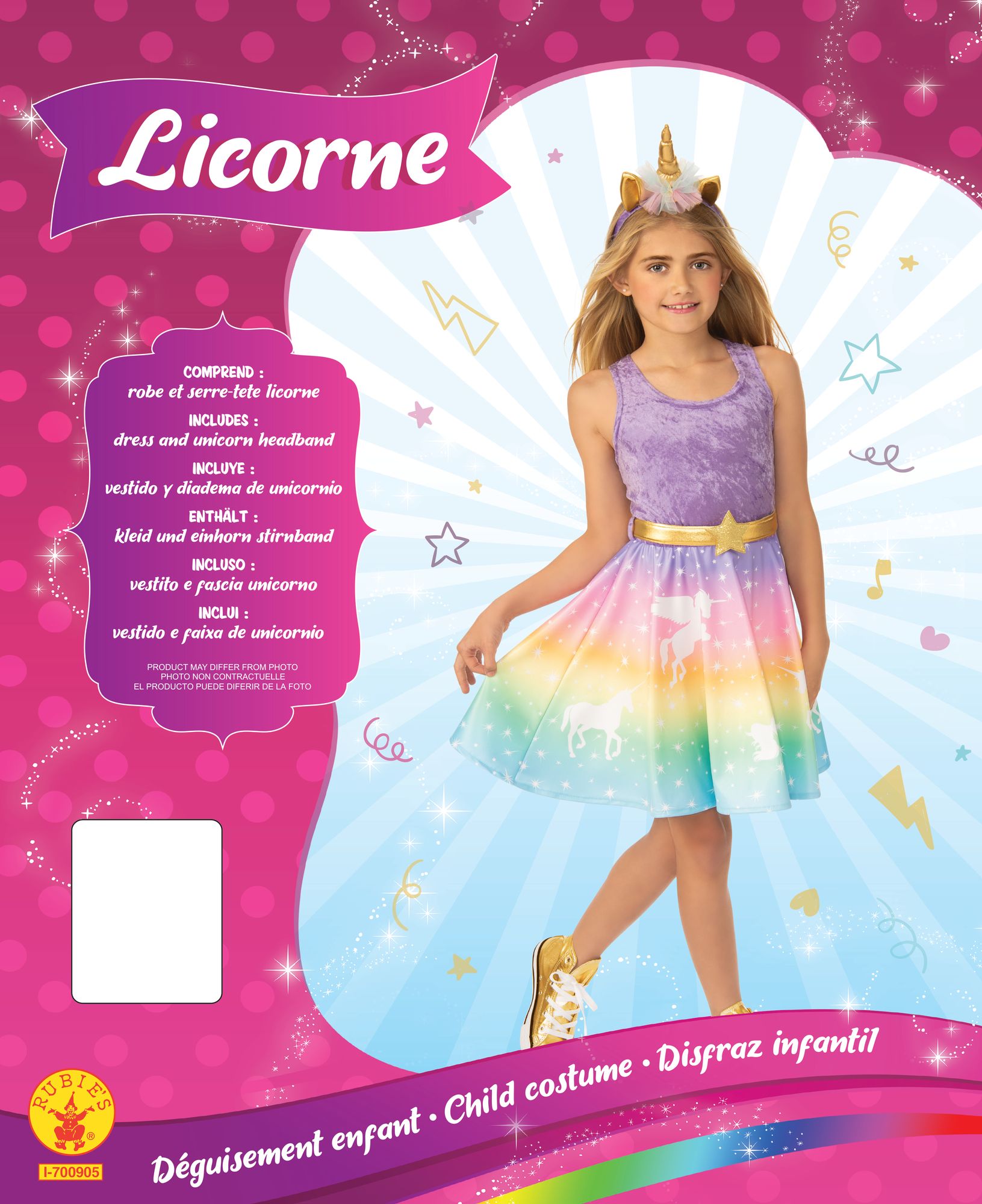 rubies-d-guisements-licorne-kost-m-bunt-mit-haarreif image 2