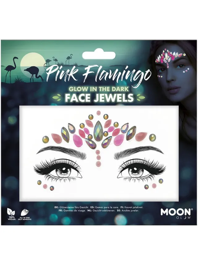 smiffys-makeup-fx-moon-glow-face-jewels-pink-flamingo image 1