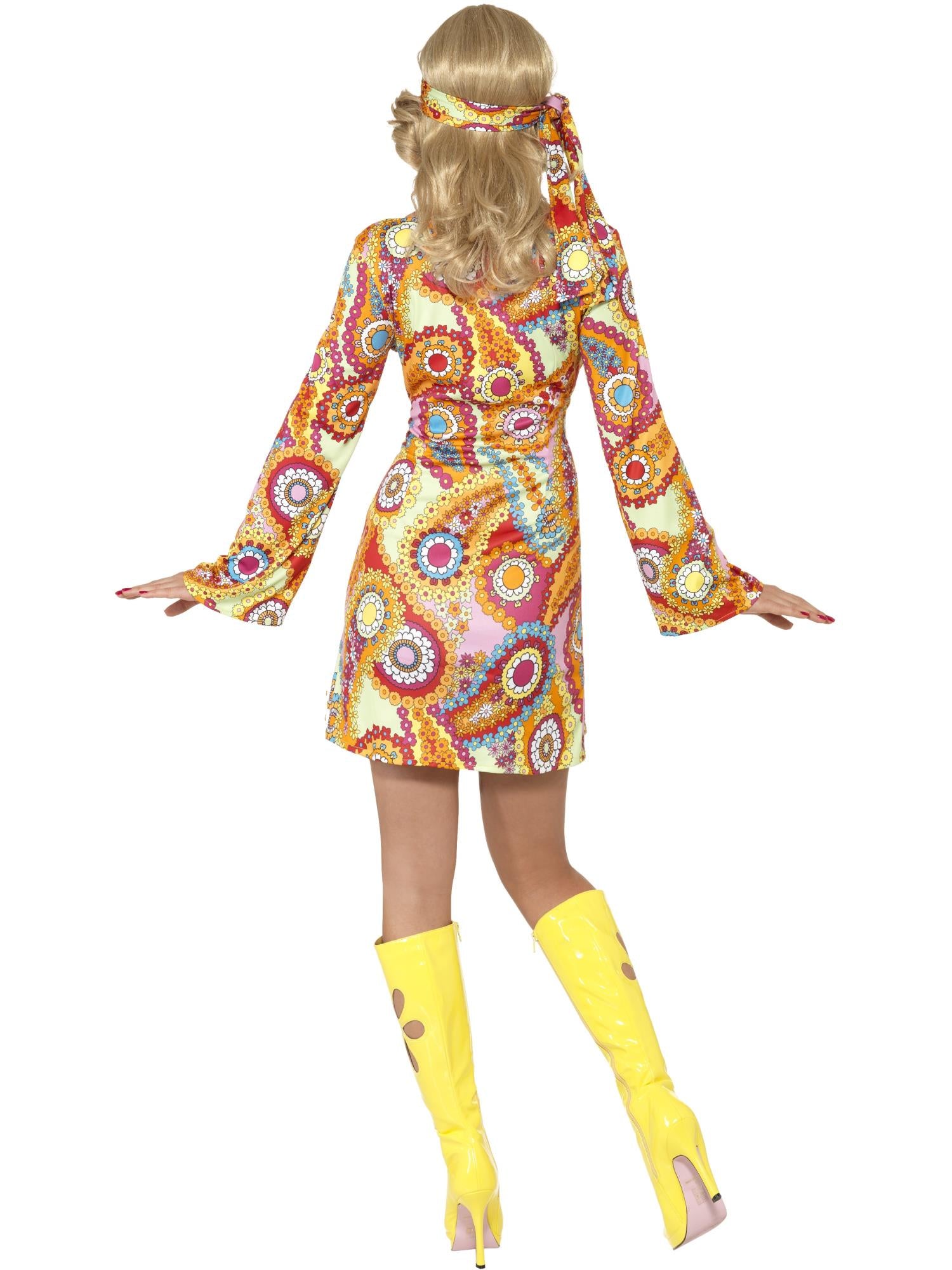 smiffys-fever-1960s-hippy-kost-m-bunt-kleid-stirnband-damen image 2