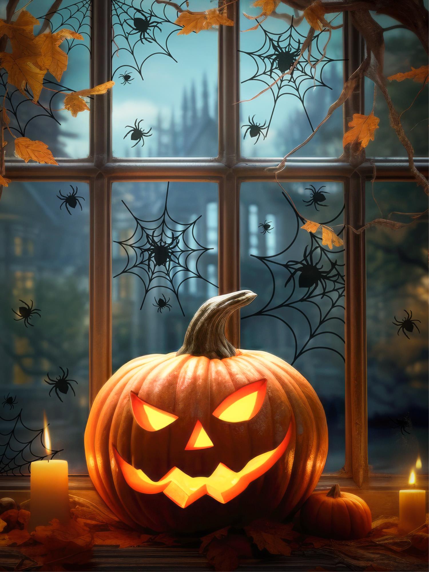 smiffys-fever-spinnen-fenstersticker-halloween-15-teilig image 2