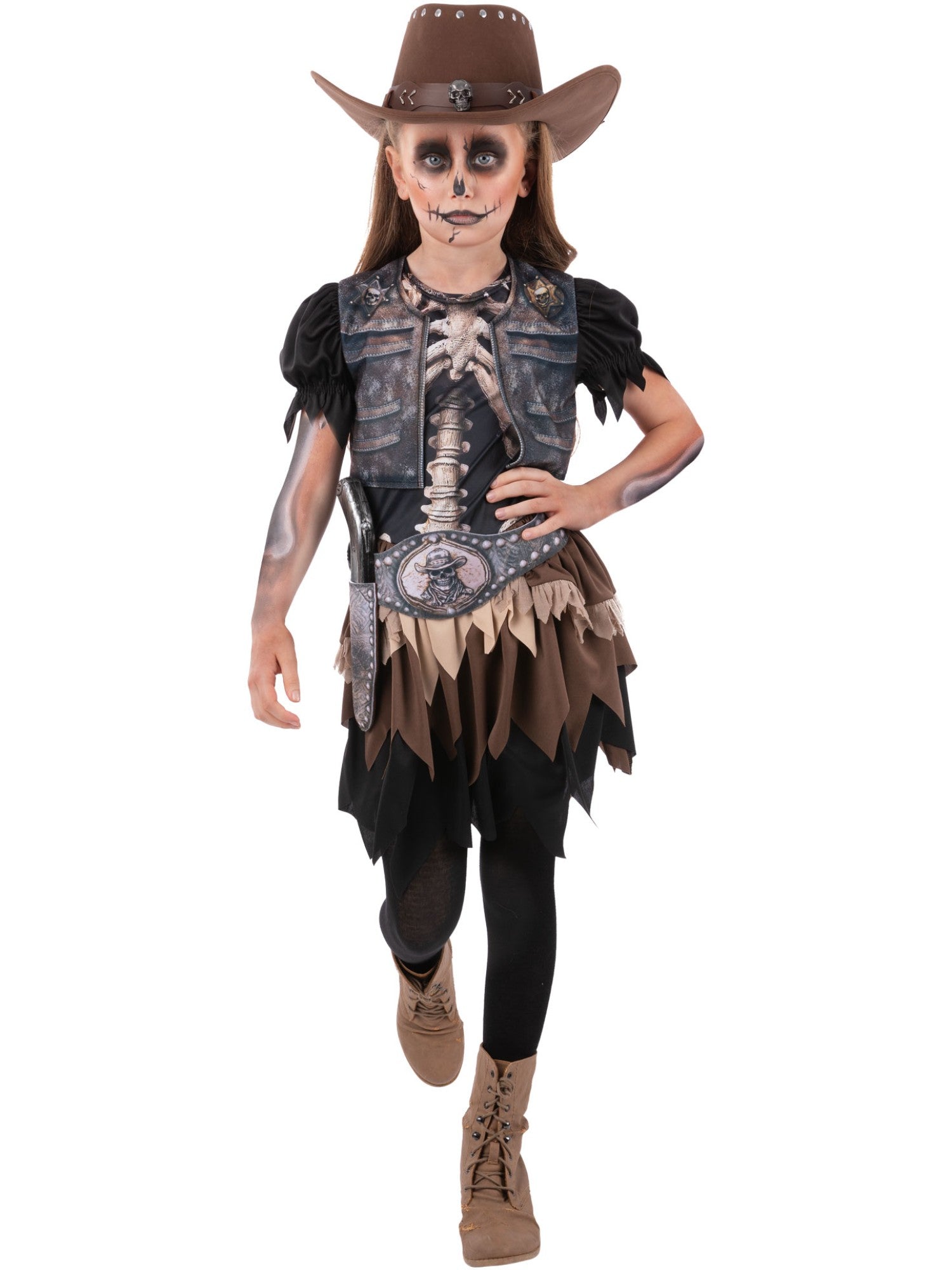 smiffys-fever-skelett-cowgirl-kinderkost-m-kleid-schwarz-m image 1