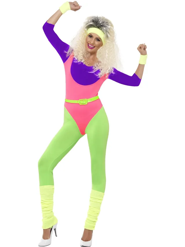 smiffys-fever-80s-work-out-kost-m-neon-jumpsuit-s image 1