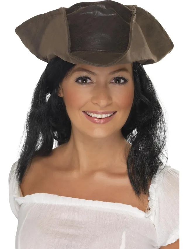 smiffys-fever-piratenhut-lederlook-braun-mit-haaren image 1