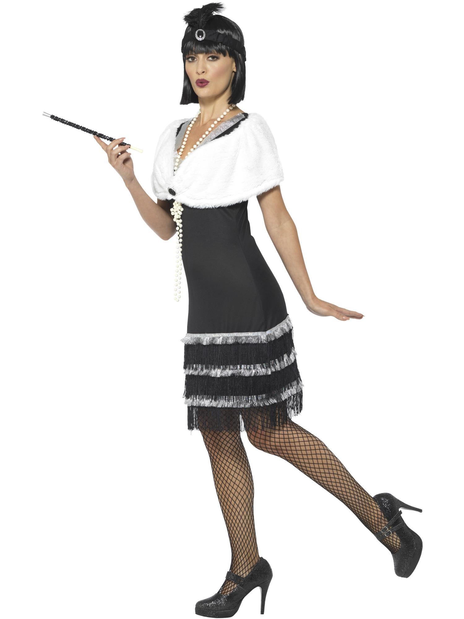 smiffys-fever-flapper-kost-m-schwarz-s-kleid-stola image 3