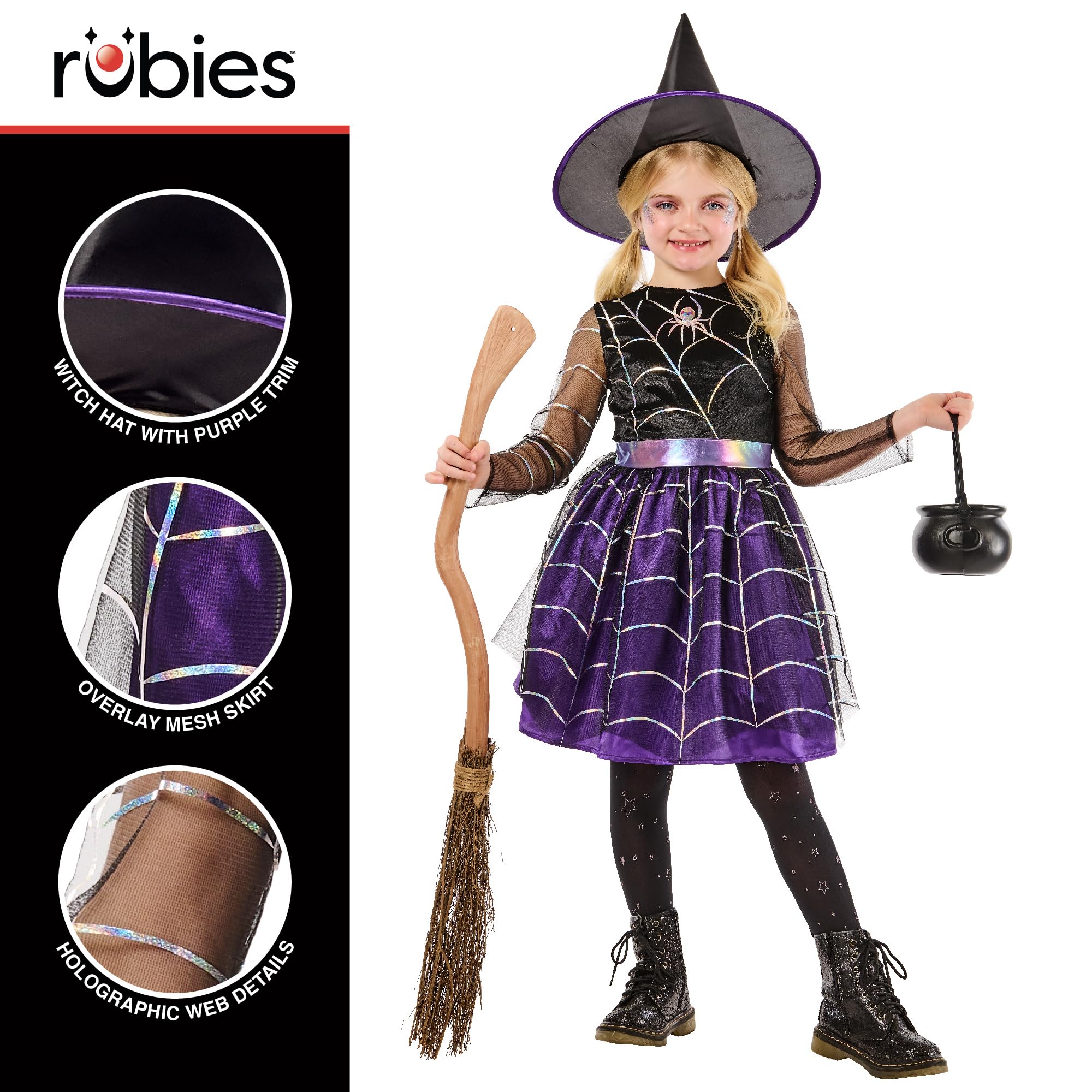 rubie-s-deluxe-cobweb-witch-hexenkost-m-3-4-jahre-spinnennetz image 4