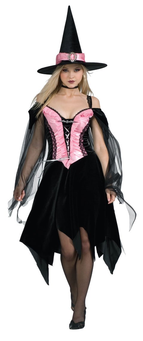 rubie-s-deluxe-witch-hexenkost-m-schwarz-rosa-kleid-hut image 1