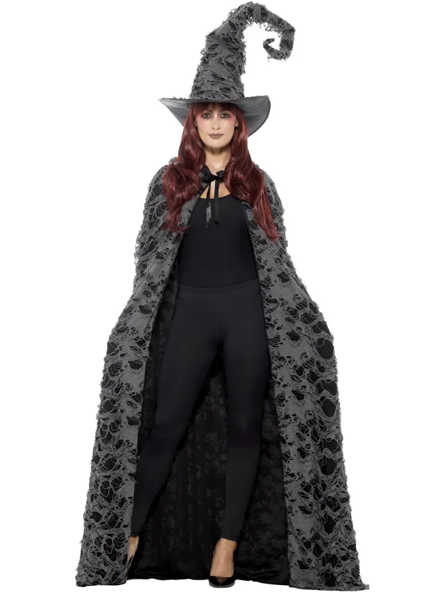 smiffys-fever-spell-caster-cape-umhang-grau-mit-kapuze image 1