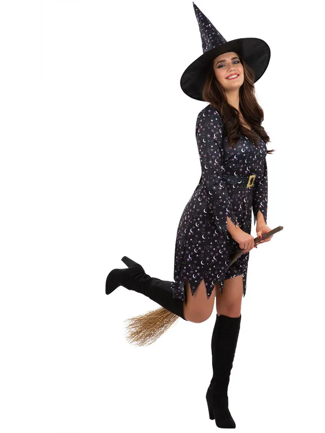 smiffys-fever-moon-stars-hexenkost-m-kleid-hut-schwarz image 1