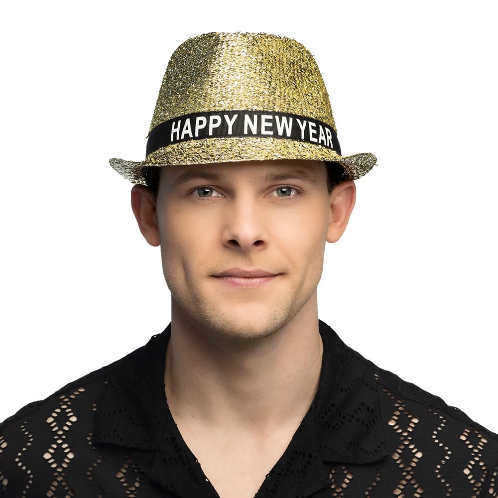 boland-headwear-happy-new-year-hut-gold-glitzer-fedora image 3