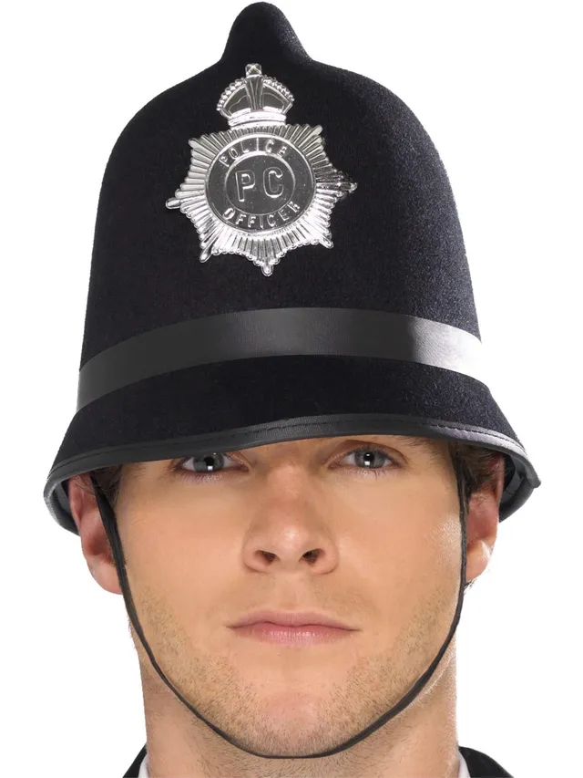 smiffys-fever-police-hat-schwarz-polizeihelm-mit-abzeichen image 1