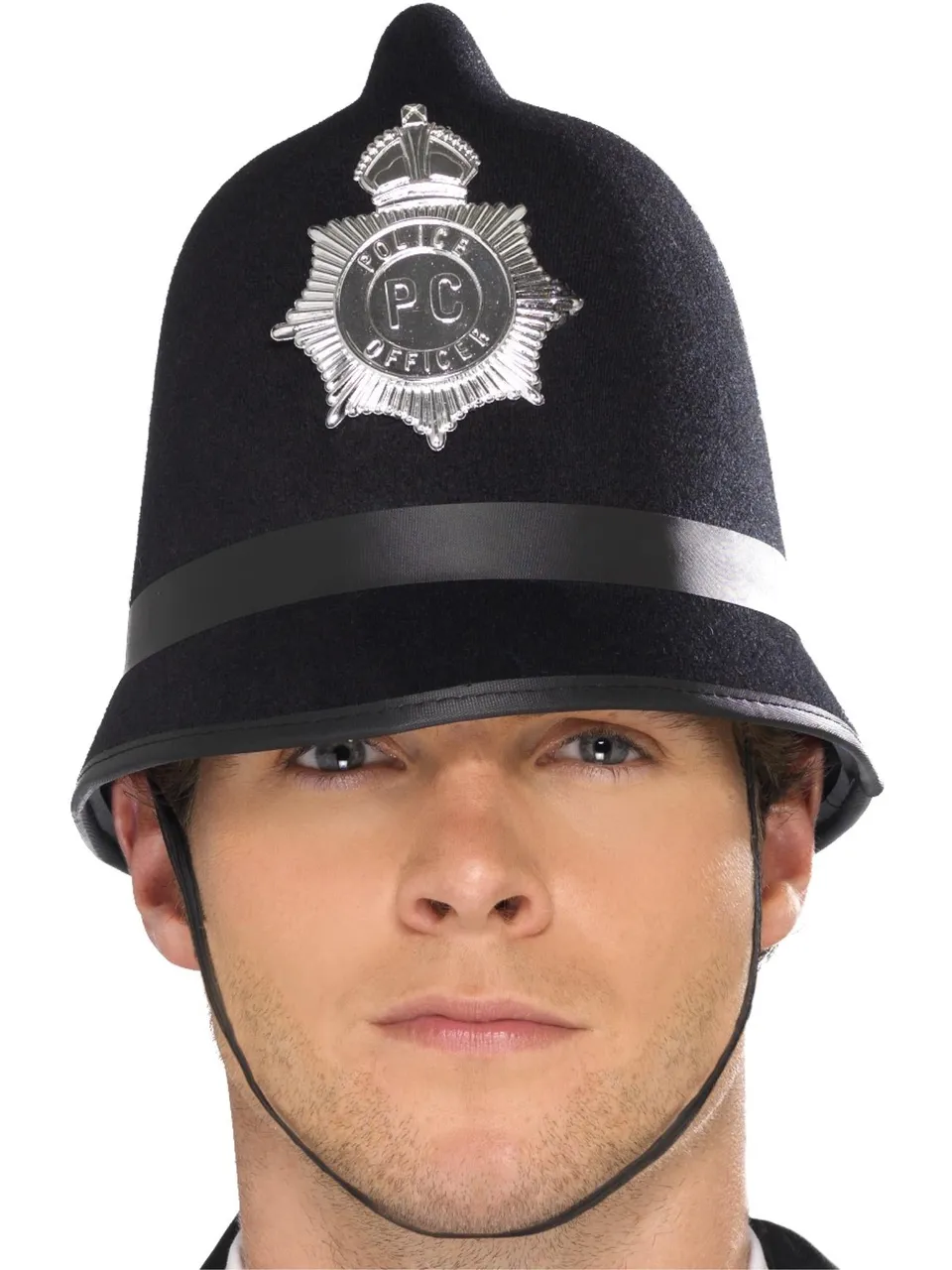 smiffys-fever-police-hat-schwarz-polizeihelm-mit-abzeichen image 1