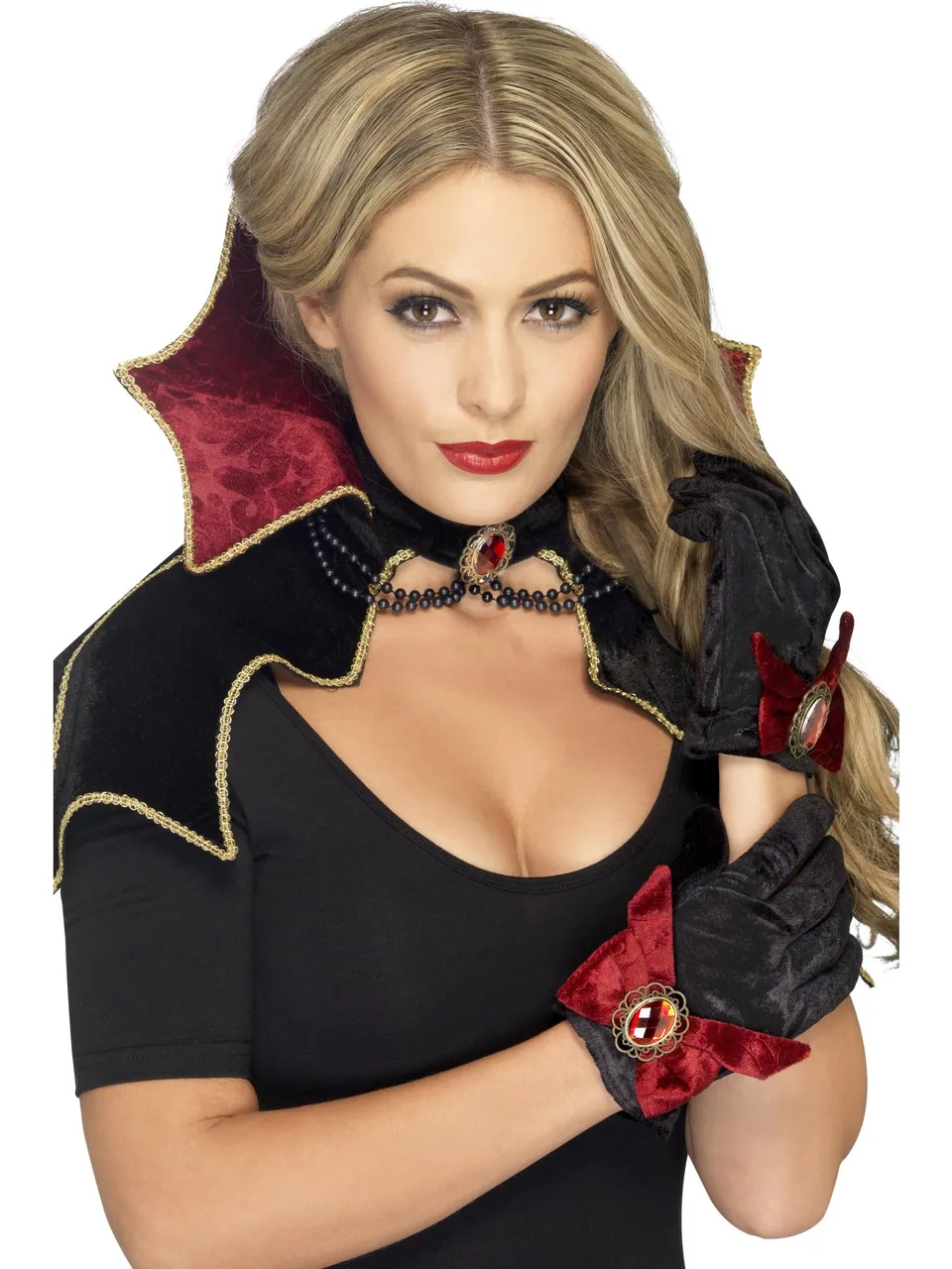 fever-vamp-kit-damen-vampir-kost-m-set-schwarz-mit-cape image 1