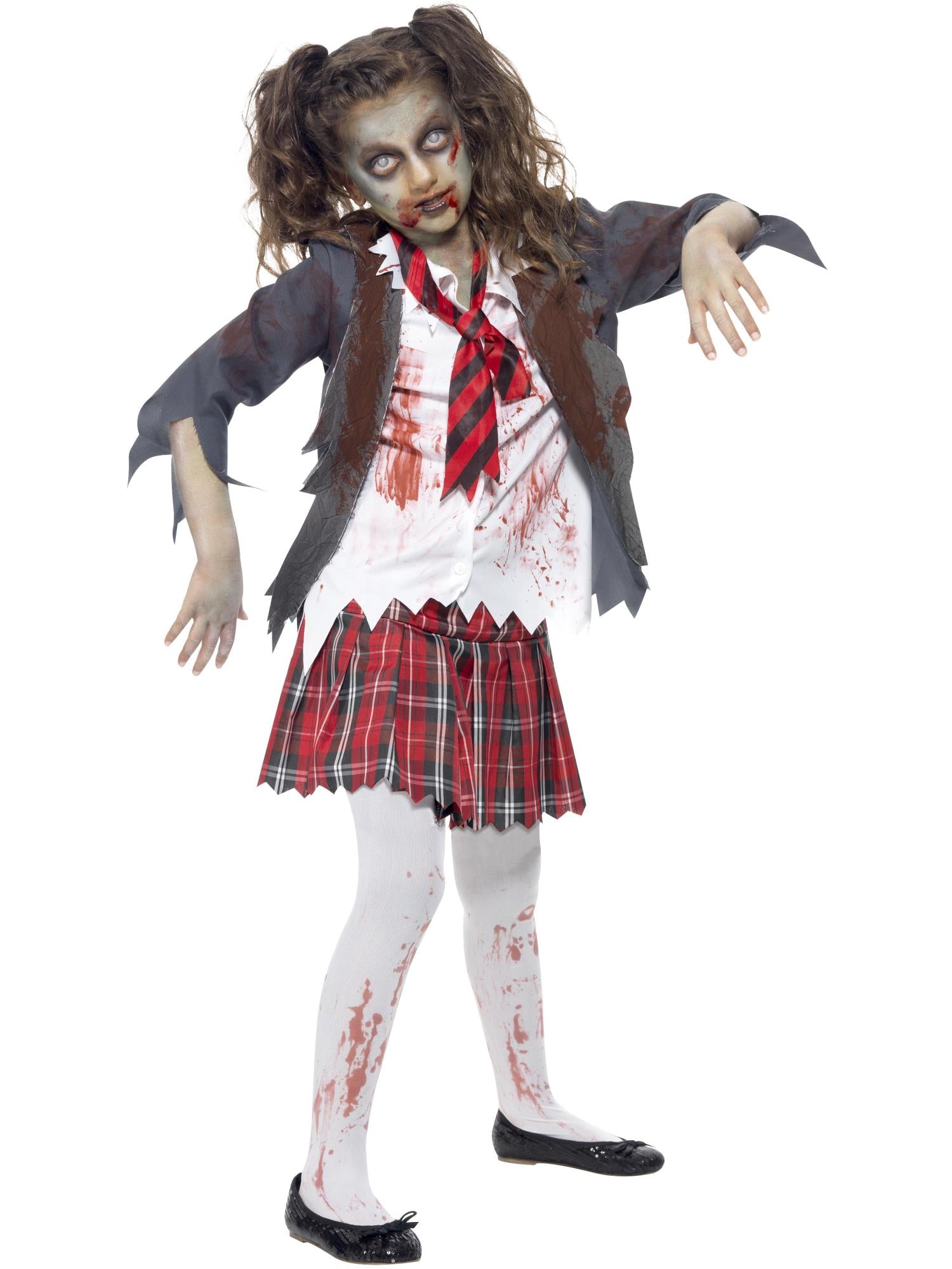 smiffys-fever-zombie-school-girl-kost-m-m-dchen-grau-gr-l image 1