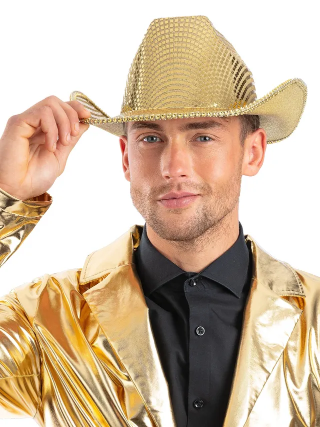 smiffys-fever-cowboyhut-gold-disco-kugel-look image 1