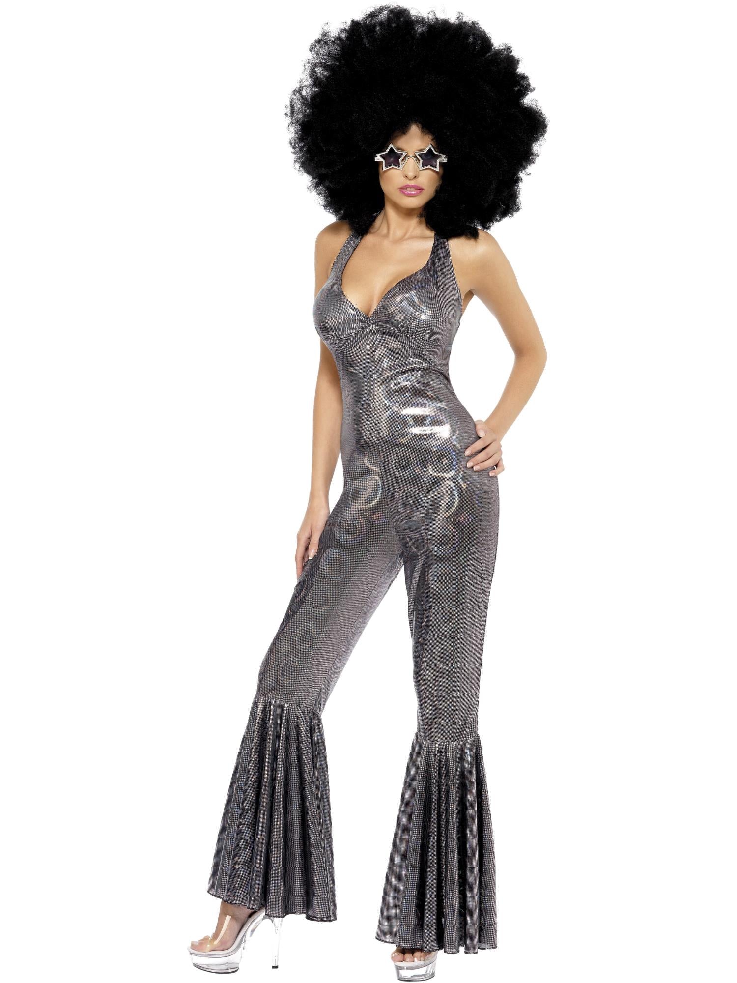 smiffys-fever-disco-diva-kost-m-silber-gr-m-70er-jumpsuit image 1