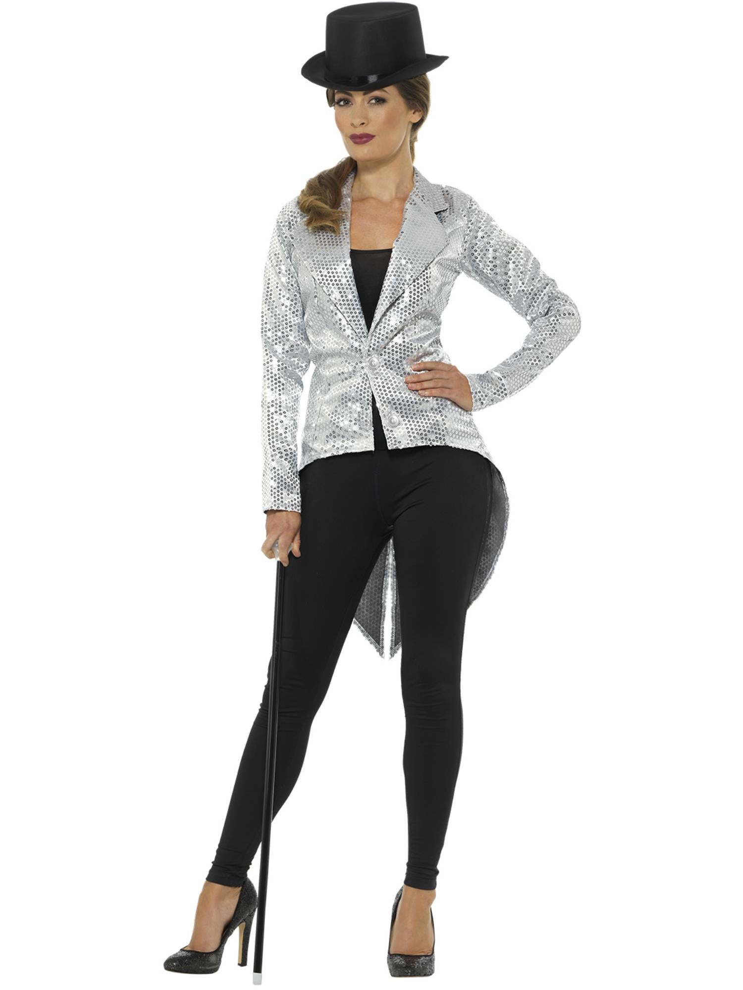 smiffys-fever-pailletten-frack-jacke-damen-silber image 4