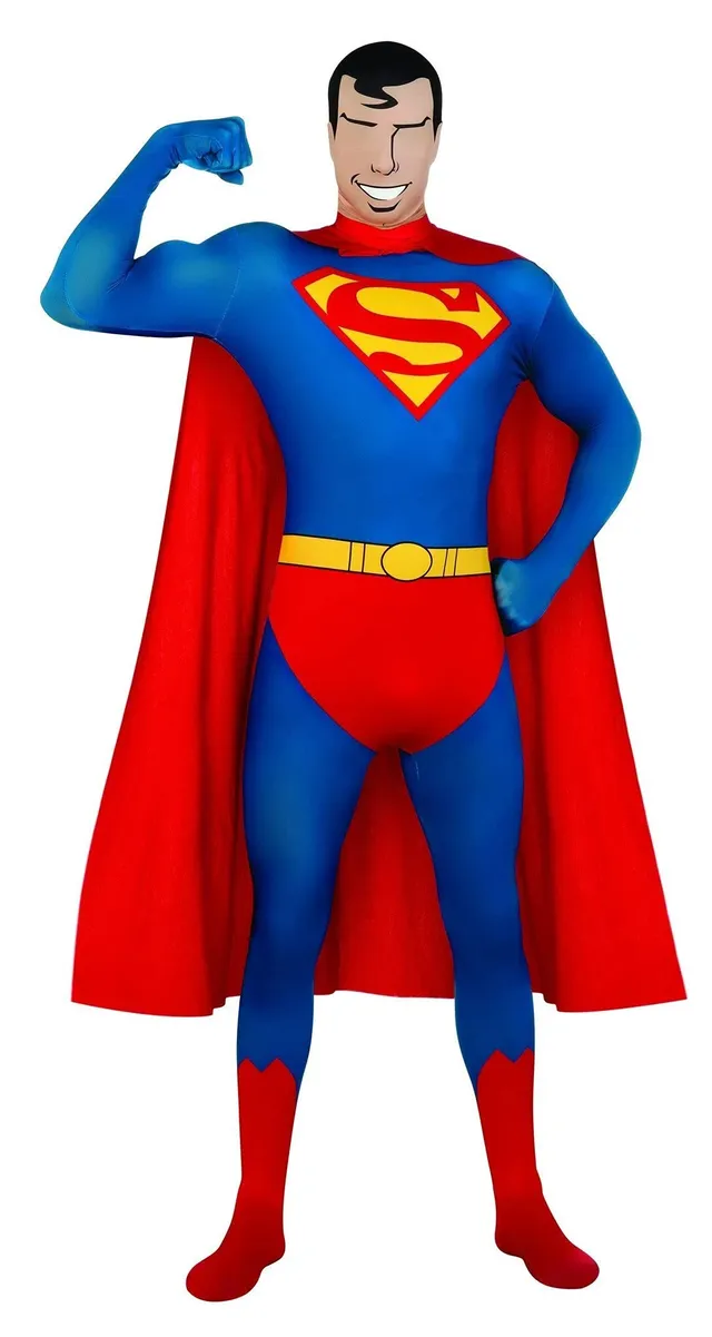 rubie-s-deluxe-dc-superman-2nd-skin-kost-m-herren-m-blau image 1
