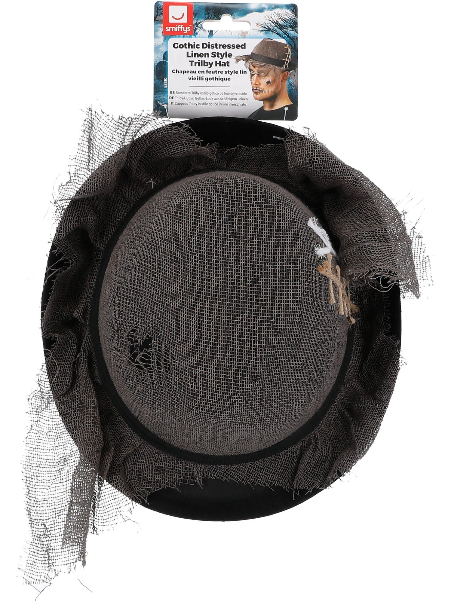 smiffys-fever-trilby-hut-grau-gothic-vogelscheuchen-hut-filz image 3