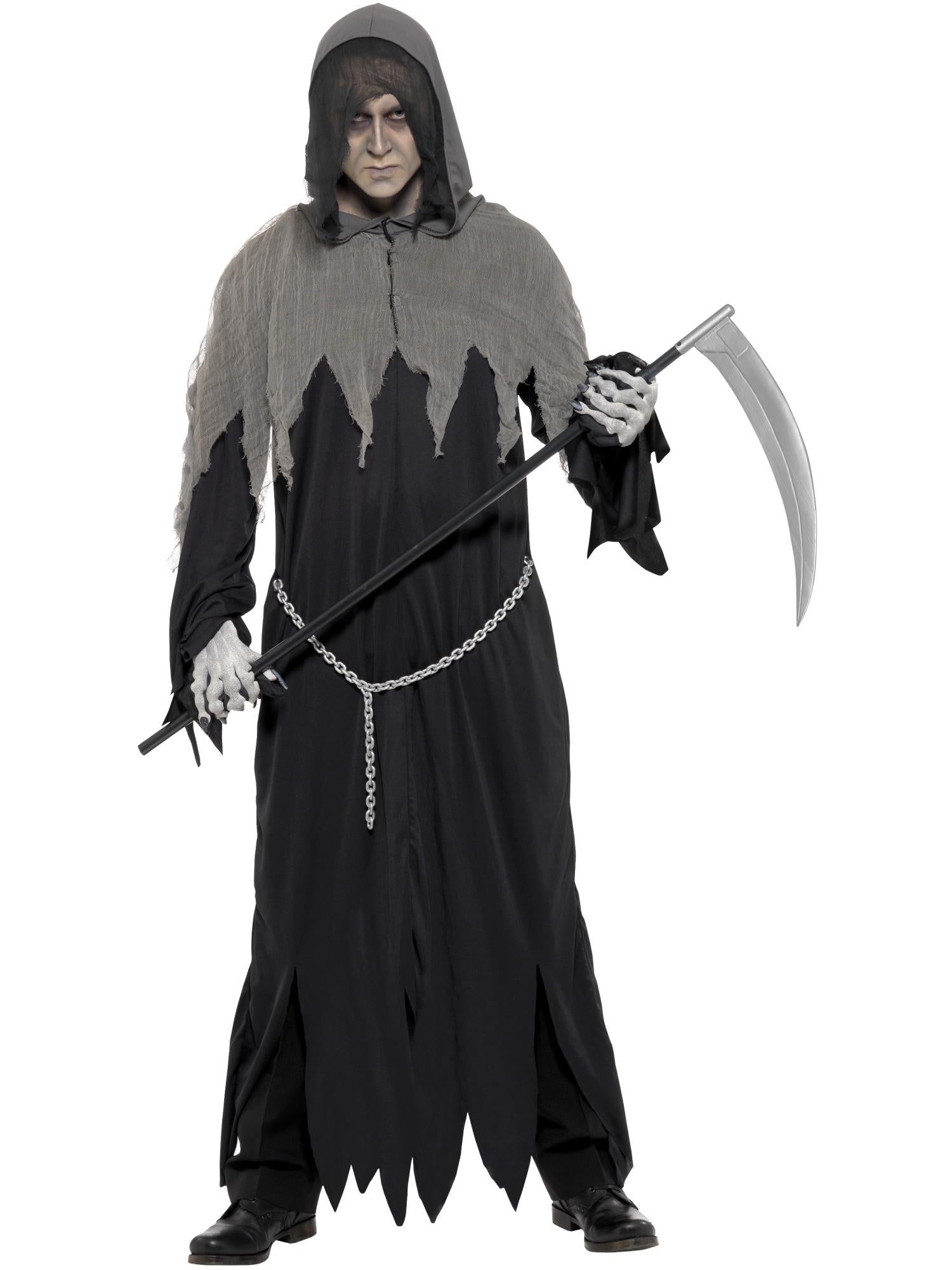 smiffys-fever-sensenmann-kost-m-schwarz-robe-kette-herren image 1