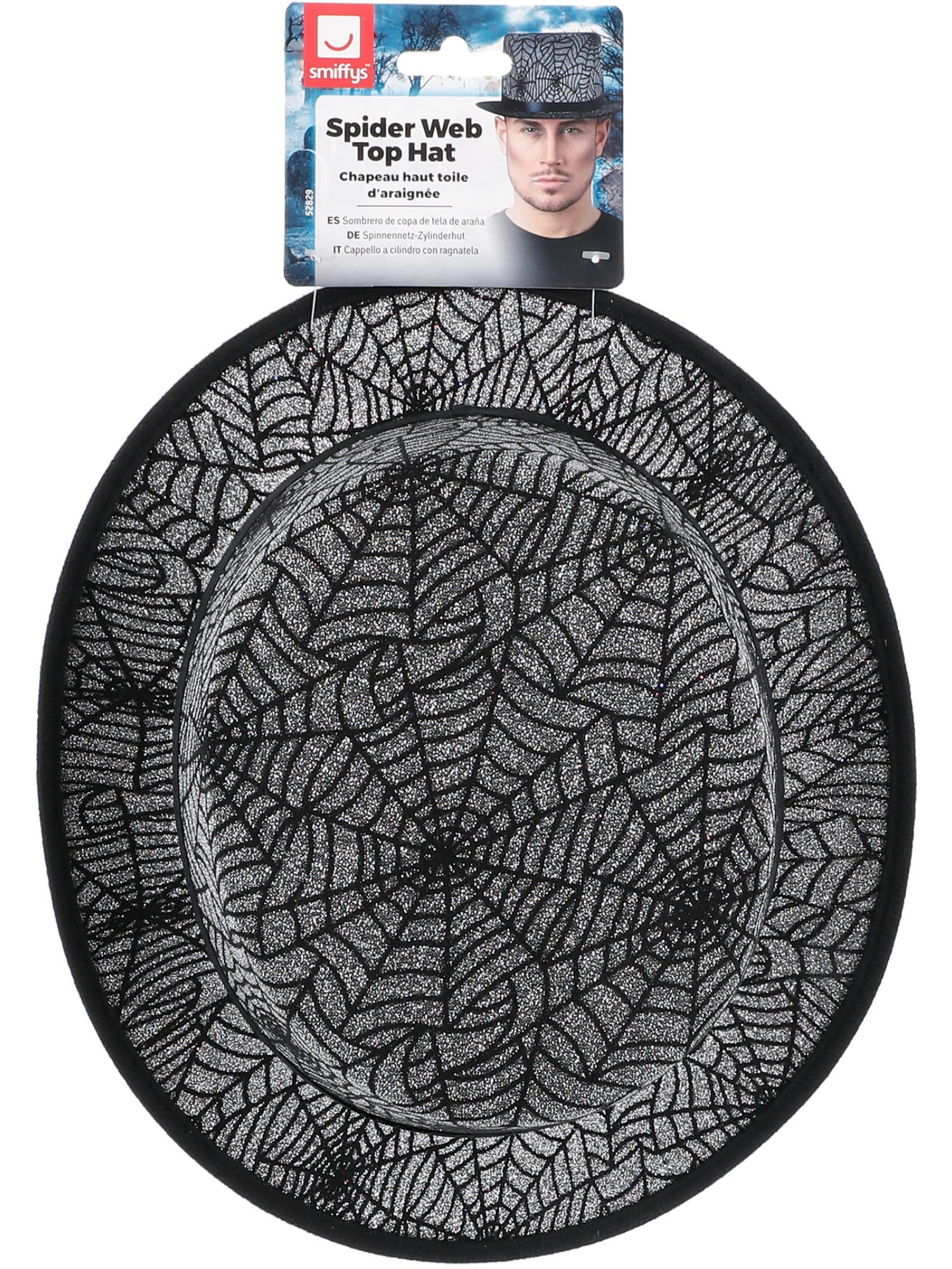 smiffys-fever-spider-web-zylinder-schwarz-silber-erwachsene image 3