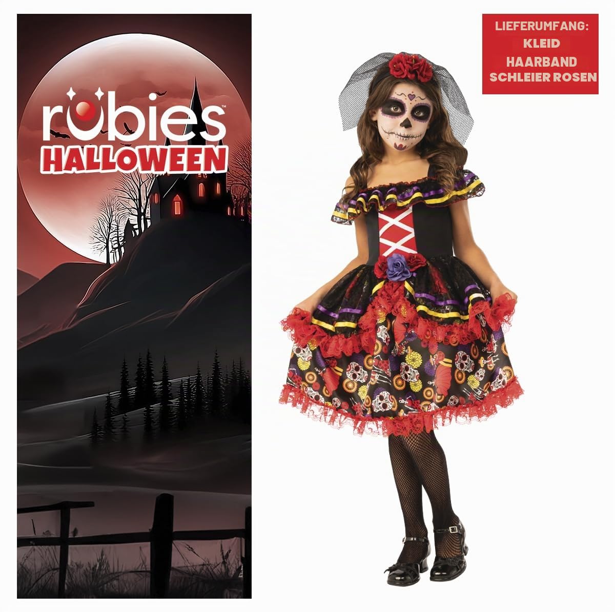 rubie-s-deluxe-catrina-kinderkost-m-dia-de-muertos-kleid image 2