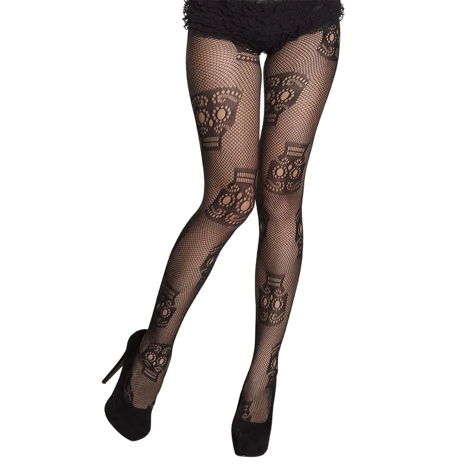 boland-halloween-la-pelona-strumpfhose-day-of-the-dead-damen image 1